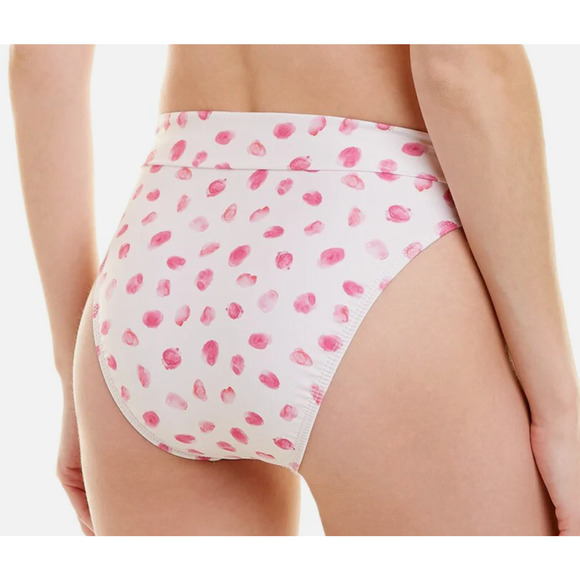 Splendid Tie-Front High-Leg Pink Polka Dot Bikini Bottoms | Womens L NEW! - Picture 2 of 7